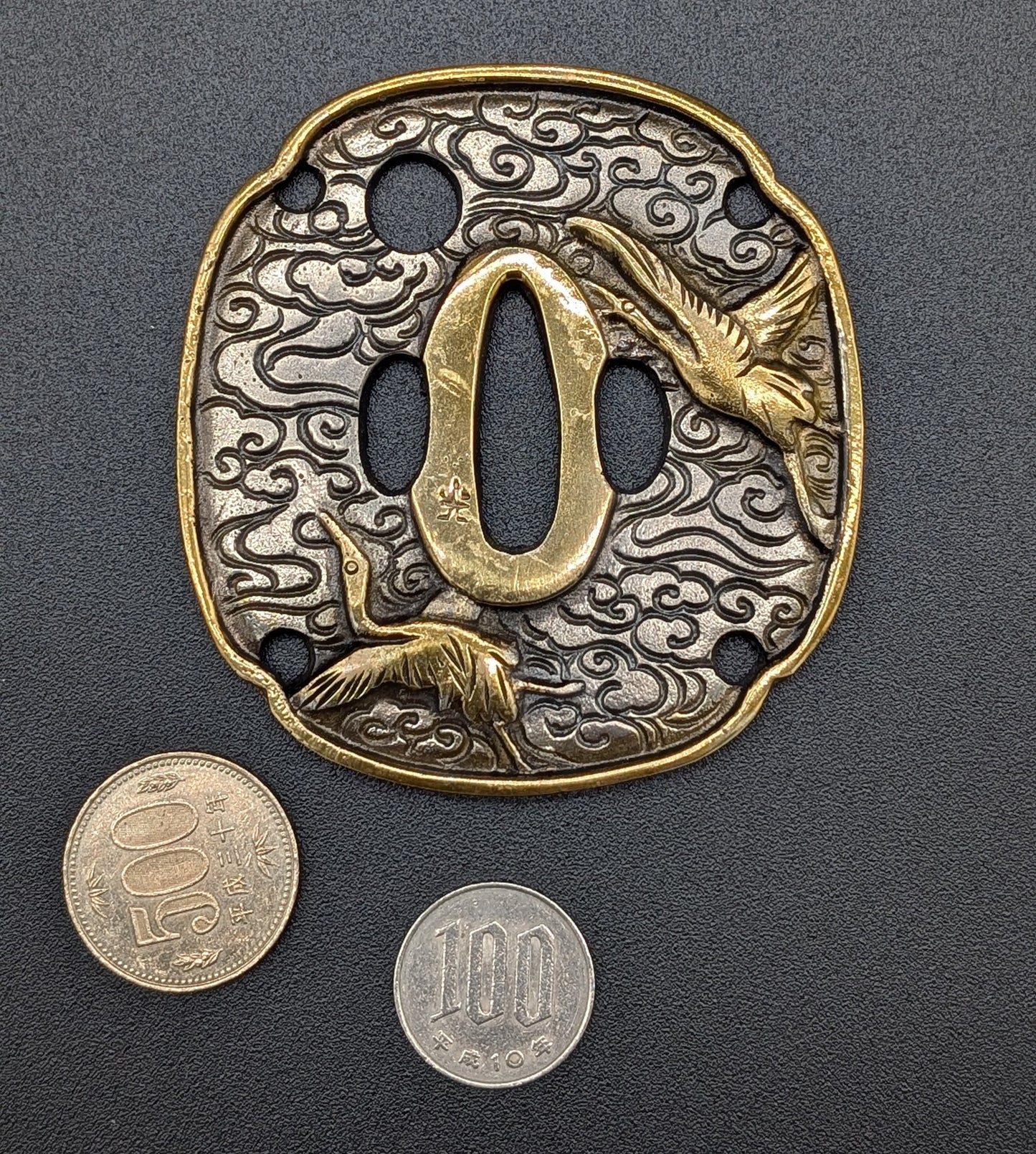 Vintage HANDMADE COPPER A Paperweight in the shape of a Sword  Tsuba