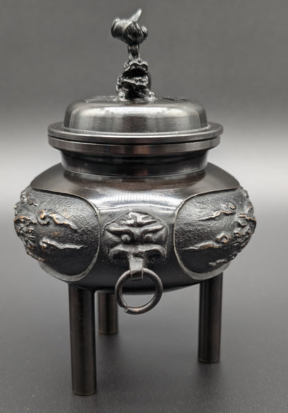 VINTAGE INCENSE BURNER with Lion and Crane by ZUIHOU TRUE JAPANESE ARTISAN