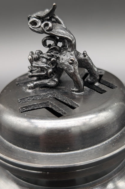 VINTAGE INCENSE BURNER with Lion and Crane by ZUIHOU TRUE JAPANESE ARTISAN
